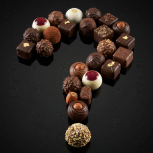 Pralinen in Form eines Fragezeichens